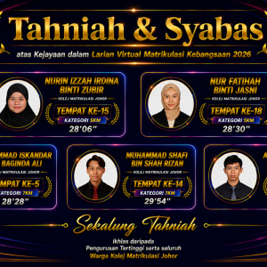 Tahniah Pemenang Larian Virtual Matrikulasi Kebangsaan 2026